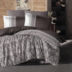 Lenjerie de pat matrimonial, 4 piese, Bumbac 100% Satin Deluxe NOBEL V2