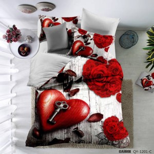 Lenjerie pat dublu, 4 piese, Bumbac 100% Poplin