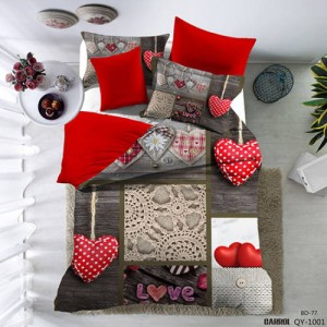 Lenjerie pat dublu, 4 piese, Bumbac 100% Poplin