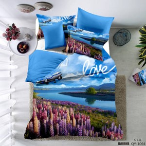 Lenjerie pat dublu, 4 piese, Bumbac 100% Poplin