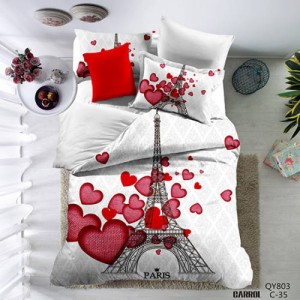 Lenjerie pat dublu, 4 piese, Bumbac 100% Poplin