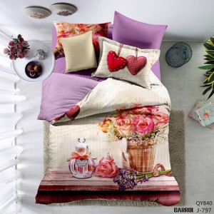 Lenjerie pat dublu, 4 piese, Bumbac 100% Poplin