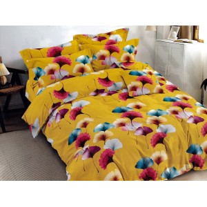 Lenjerie pat dublu, Ralex Pucioasa,  Finet, 6 piese, Galben, frunze