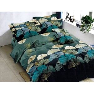 Lenjerie pat dublu, Ralex Pucioasa,  Finet, 6 piese, Verde, frunze