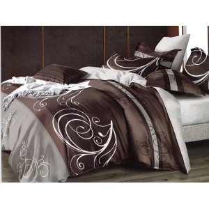 Lenjerie pat dublu, Ralex Pucioasa,  Finet, 6 piese, Gri-Maro, model clasic
