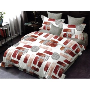 Lenjerie pat dublu, Ralex Pucioasa,  Finet, 6 piese, cu elastic, Alb-Gri, model clasic