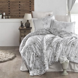 Lenjerie de pat matrimonial, 4 piese, Bumbac 100% Satin Deluxe TULUNA V1