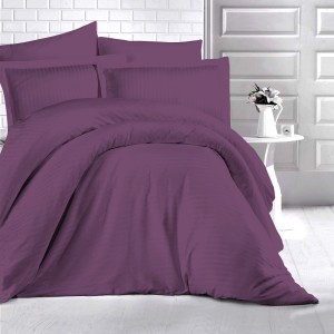Lenjerie de pat dublu, Ralex Pucioasa, HoReCa, Bumbac 100% Damasc, 4 piese, Mov