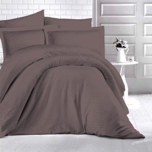 Lenjerie de pat dublu, Ralex Pucioasa, HoReCa, Bumbac 100% Damasc, 4 piese, Maro