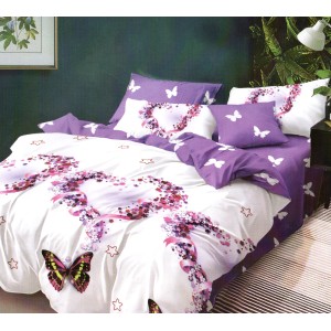 Lenjerie pat dublu, Pucioasa Romania, 4 piese, Bumbac Satinat Superior ELV11