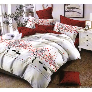 Lenjerie pat dublu, Pucioasa Romania, 4 piese, Bumbac Satinat Superior ELV13