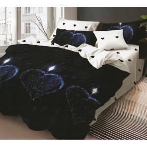 Lenjerie pat dublu, Pucioasa Romania, 4 piese, Bumbac Satinat Superior ELV18