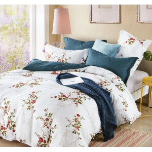 Lenjerie pat dublu, Pucioasa Romania, 4 piese, Bumbac Satinat Superior ELV19