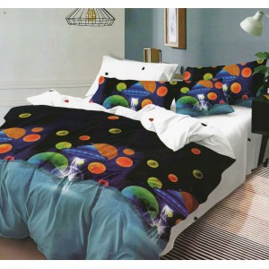 Lenjerie pat dublu, Pucioasa Romania, 4 piese, Bumbac Satinat Superior ELV20