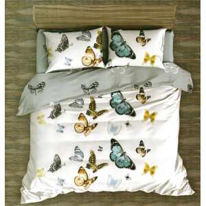 Lenjerie pat dublu, Pucioasa Romania, 4 piese, Bumbac Satinat Superior ELV22