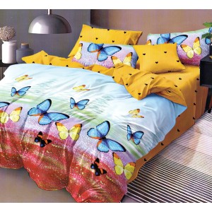 Lenjerie pat dublu, Pucioasa Romania, 4 piese, Bumbac Satinat Superior ELV23