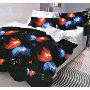 Lenjerie pat dublu, Pucioasa Romania, 4 piese, Bumbac Satinat Superior ELV24