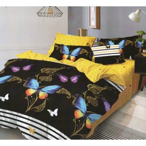 Lenjerie pat dublu, Pucioasa Romania, 4 piese, Bumbac Satinat Superior ELV28