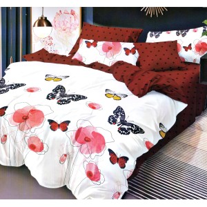 Lenjerie pat dublu, Pucioasa Romania, 4 piese, Bumbac Satinat Superior ELV4