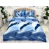 Lenjerie pat dublu, 4 piese, IMPRIMEU 3D Multiplicat, Microfibra, Albastru, delfini [2]