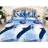 Lenjerie pat dublu, 4 piese, IMPRIMEU 3D Multiplicat, Microfibra, Albastru, delfini [3]