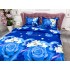 Lenjerie pat dublu, 4 piese, IMPRIMEU 3D Multiplicat Multiplicat, Microfibra, Albastru, flori [7]