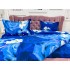 Lenjerie pat dublu, 4 piese, IMPRIMEU 3D Multiplicat Multiplicat, Microfibra, Albastru, flori [9]