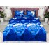 Lenjerie pat dublu, 4 piese, IMPRIMEU 3D Multiplicat Multiplicat, Microfibra, Albastru, flori [2]