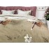 Lenjerie pat dublu, 4 piese, IMPRIMEU 3D Multiplicat, Microfibra, Bej, flori [7]