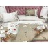 Lenjerie pat dublu, 4 piese, IMPRIMEU 3D Multiplicat, Microfibra, Bej, flori [8]