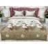 Lenjerie pat dublu, 4 piese, IMPRIMEU 3D Multiplicat, Microfibra, Bej, flori [2]