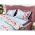 Lenjerie pat dublu, 4 piese, IMPRIMEU 3D Multiplicat, Microfibra, Bleu, flamingo [6]
