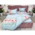 Lenjerie pat dublu, 4 piese, IMPRIMEU 3D Multiplicat, Microfibra, Bleu, flamingo [9]
