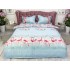 Lenjerie pat dublu, 4 piese, IMPRIMEU 3D Multiplicat, Microfibra, Bleu, flamingo [2]