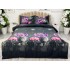 Lenjerie pat dublu, 4 piese, IMPRIMEU 3D Multiplicat, Microfibra, Mov, hortensii [2]