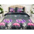 Lenjerie pat dublu, 4 piese, IMPRIMEU 3D Multiplicat, Microfibra, Mov, hortensii [3]