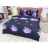 Lenjerie pat dublu, 4 piese, IMPRIMEU 3D Multiplicat, Microfibra, Mov, flori [9]