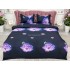 Lenjerie pat dublu, 4 piese, IMPRIMEU 3D Multiplicat, Microfibra, Mov, flori [2]