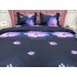 Lenjerie pat dublu, 4 piese, IMPRIMEU 3D Multiplicat, Microfibra, Mov, flori [3]