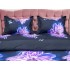 Lenjerie pat dublu, 4 piese, IMPRIMEU 3D Multiplicat, Microfibra, Mov, flori [4]