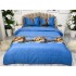 Lenjerie pat dublu, 4 piese, IMPRIMEU 3D Multiplicat, Microfibra, Bleu, vulpi [2]