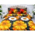 Lenjerie pat dublu, 4 piese, IMPRIMEU 3D Multiplicat, Microfibra, Galben, flori [3]