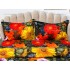 Lenjerie pat dublu, 4 piese, IMPRIMEU 3D Multiplicat, Microfibra, Galben, flori [4]