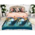 Lenjerie pat dublu, 4 piese, IMPRIMEU 3D Multiplicat, Microfibra, Albastru, pod [2]