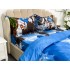 Lenjerie pat dublu, 4 piese, IMPRIMEU 3D Multiplicat, Microfibra, Albastru, vulturi [5]