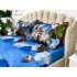 Lenjerie pat dublu, 4 piese, IMPRIMEU 3D Multiplicat, Microfibra, Albastru, vulturi [6]