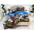 Lenjerie pat dublu, 4 piese, IMPRIMEU 3D Multiplicat, Microfibra, Albastru, vulturi [9]