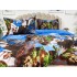 Lenjerie pat dublu, 4 piese, IMPRIMEU 3D Multiplicat, Microfibra, Albastru, vulturi [8]