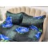 Lenjerie pat dublu, 4 piese, IMPRIMEU 3D Multiplicat, Microfibra, Albastru, trandafiri [5]