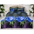 Lenjerie pat dublu, 4 piese, IMPRIMEU 3D Multiplicat, Microfibra, Albastru, trandafiri [2]